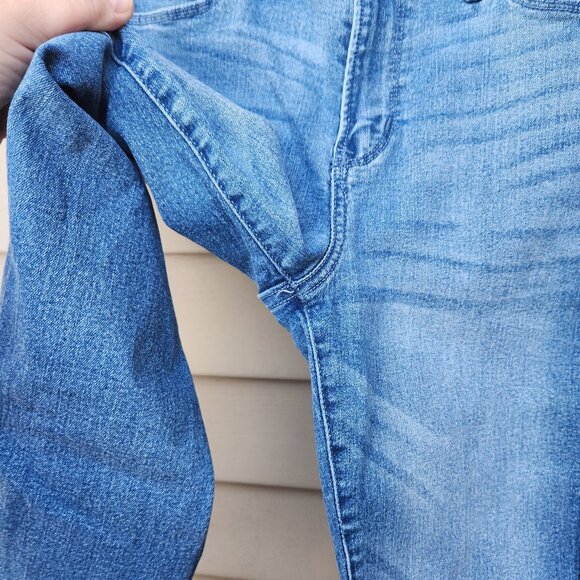 Abercrombie & Fitch Blue Ankle Jeans Raw Hem Two-Tone Side Stripe Skinny - Picture 6 of 14